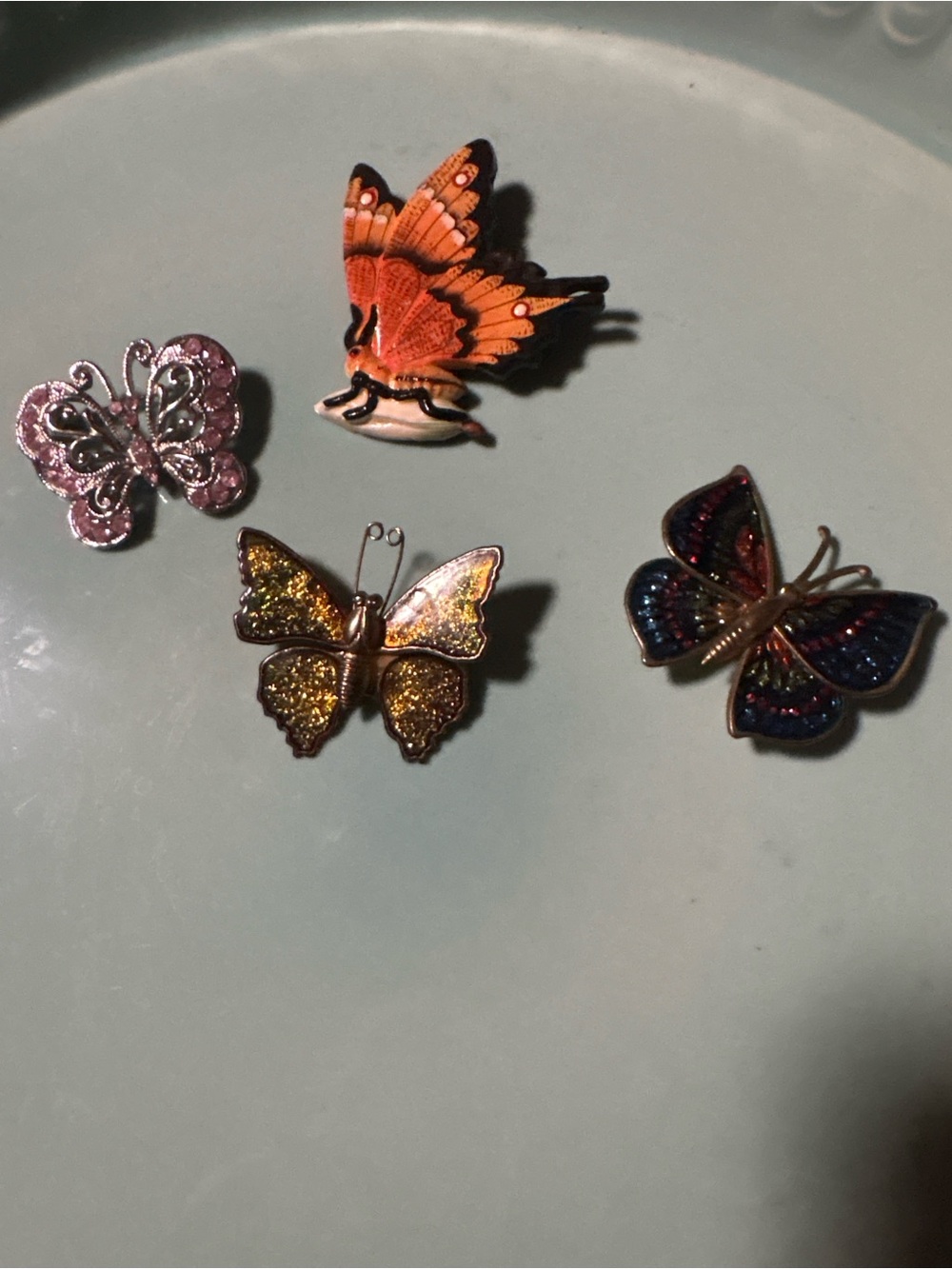 Butterfly Pin Set - Multicolor Glitter Enamel Brooches